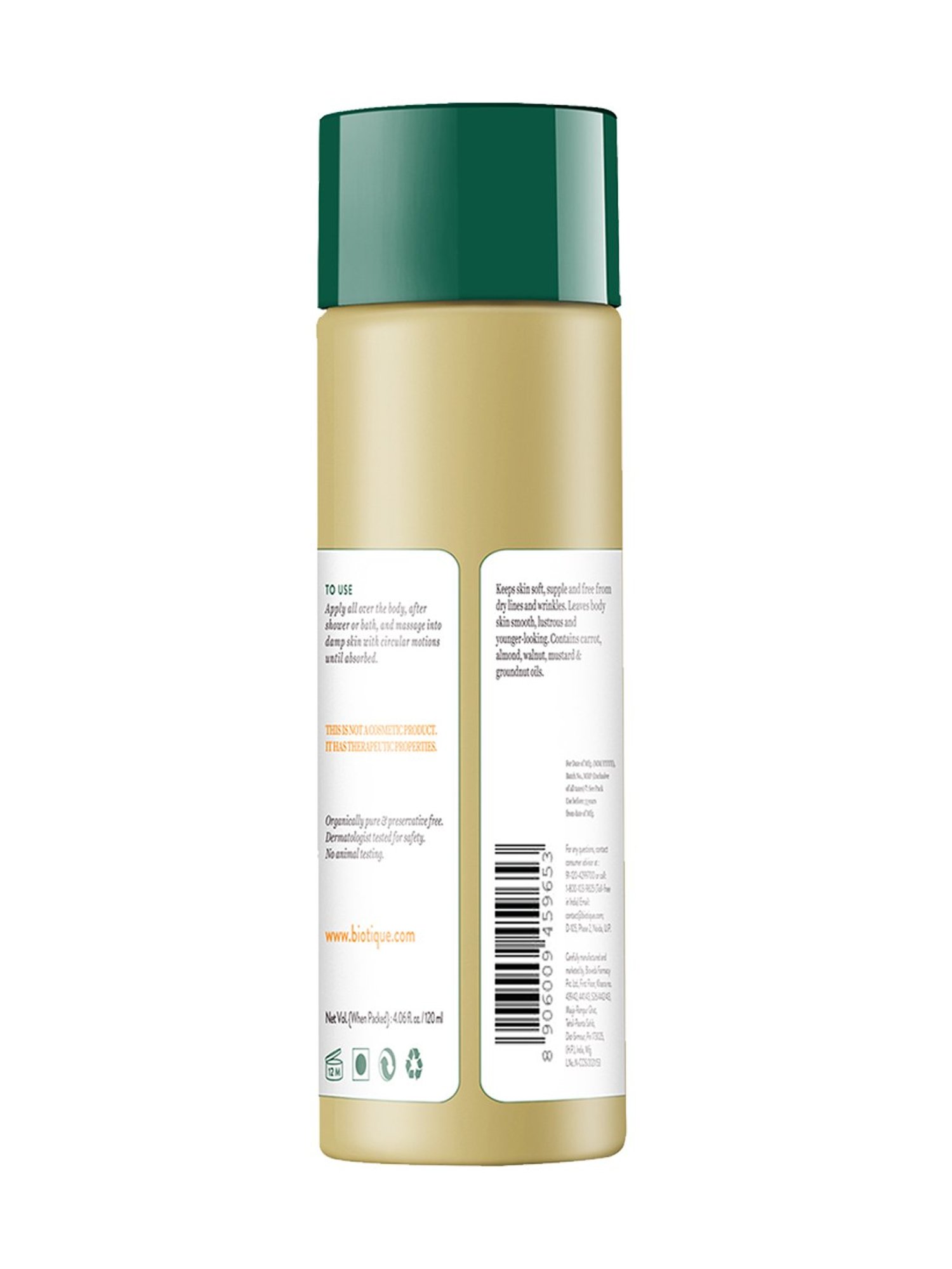 Biotique Carrot Seed Anti-Ageing After-Bath Body Oil - 120 ml