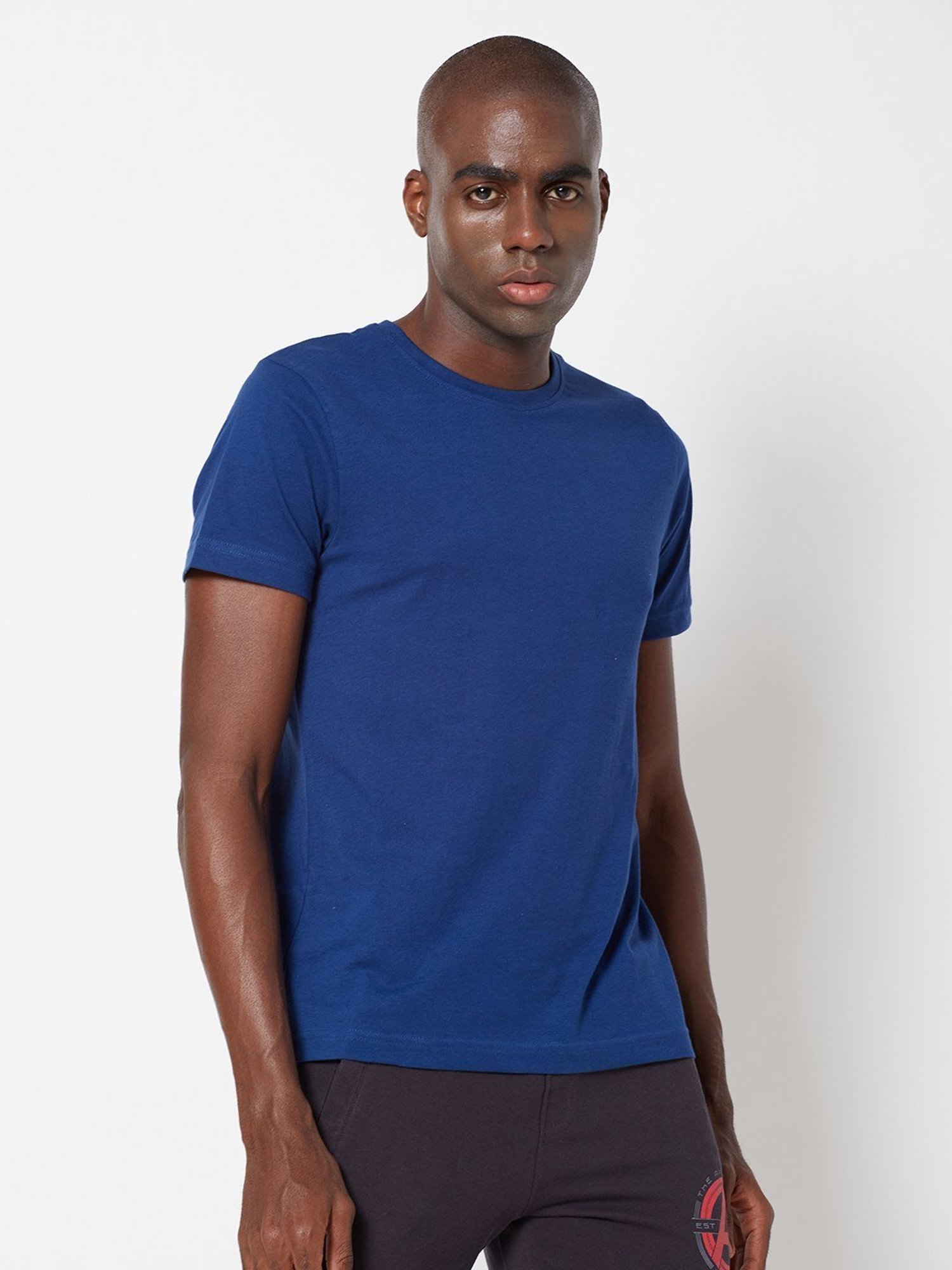 Sporto Denim Navy Regular Fit T-Shirt
