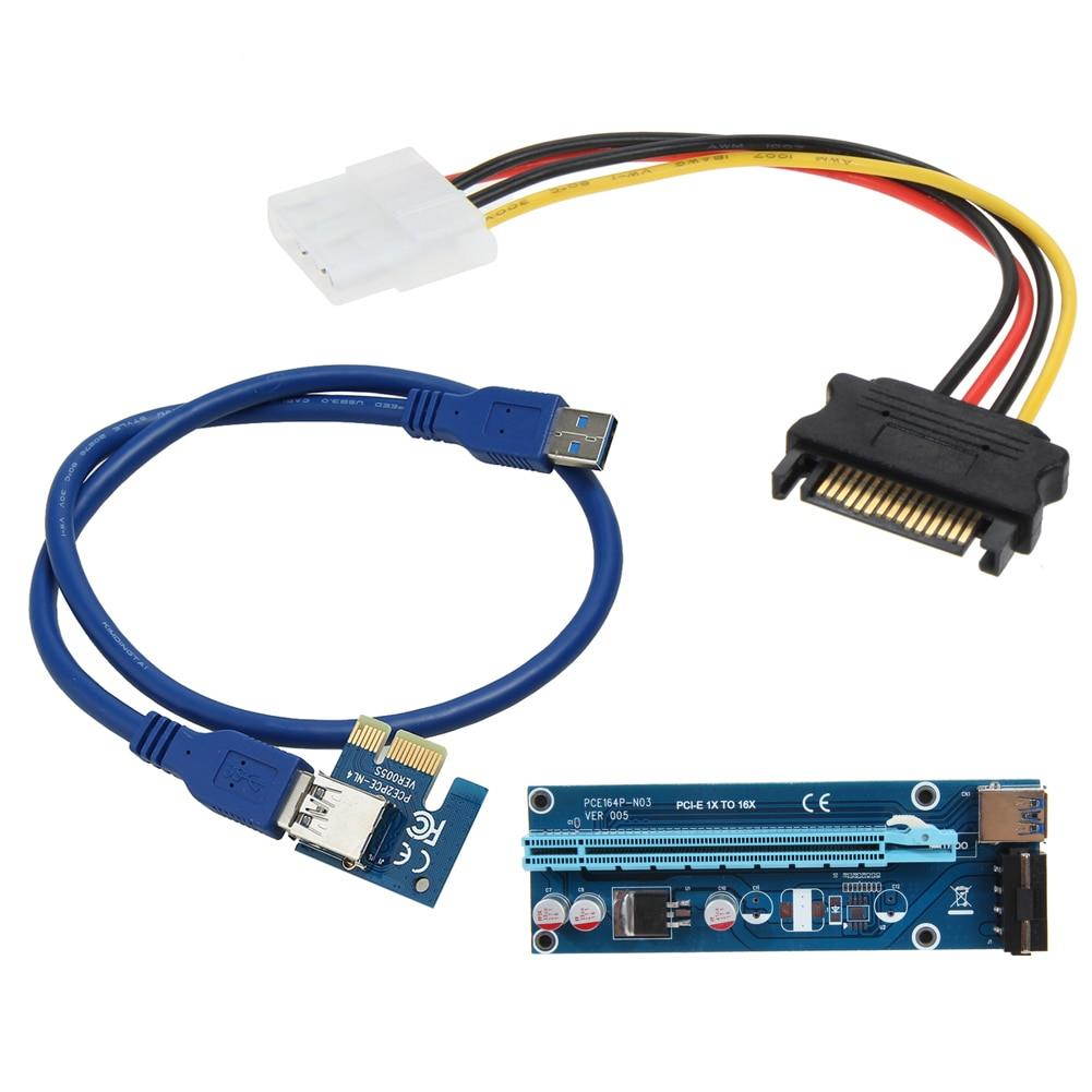 60cm USB 3.0 PCIe Riser Card PCI-E Express 1xTo 16x Extender Riser Card SATA 4PIN Power PCIe USB Adapter For BTC Mining Machine