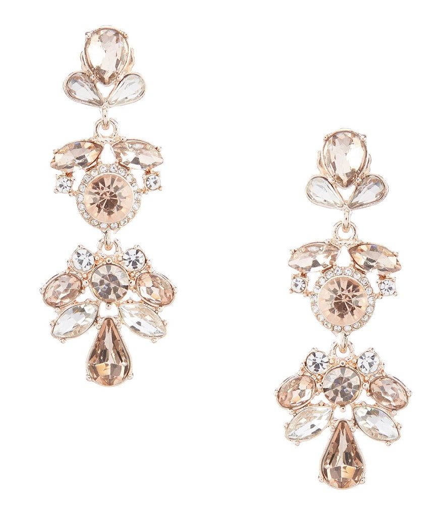 Gemma Layne Round Pave Multi Stone Drop Statement Earrings