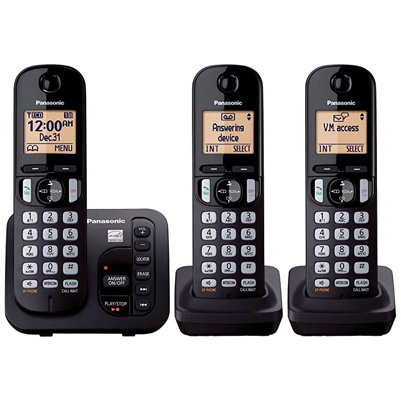 KXTGC253B DECT 60 3Handset Landline Telephone with Answering Machine Renewed