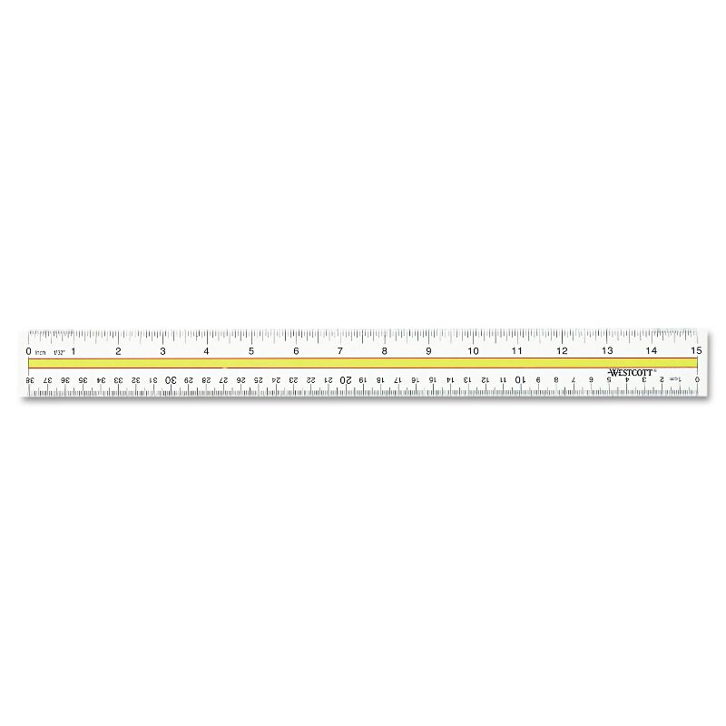 Westcott Acrylic Data Highlight Reading Ruler With Tinted Guide 15" Clear 10580