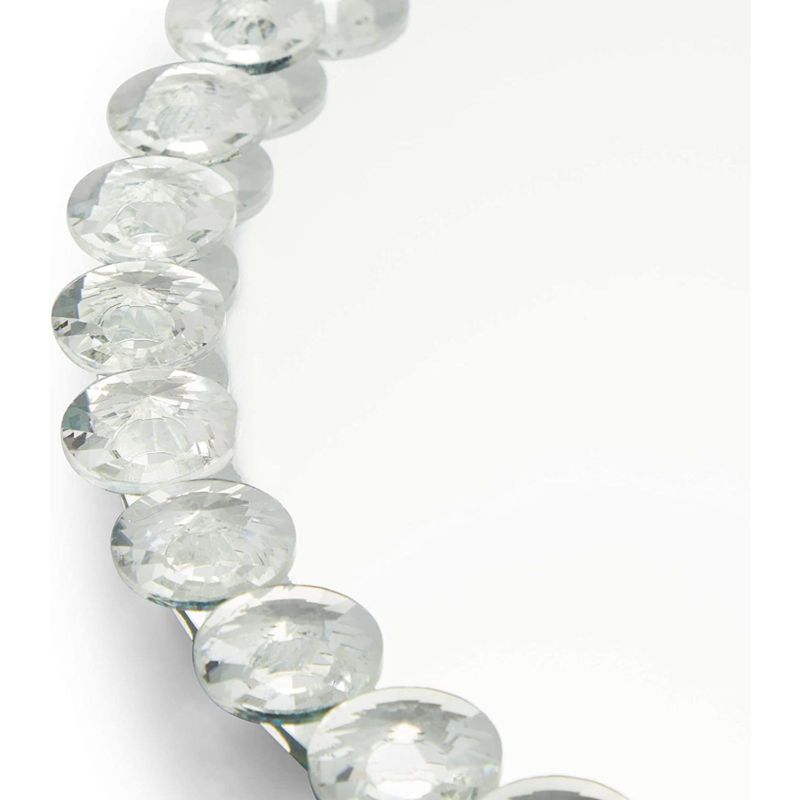 Okuna Outpost Crystal Bead Serving Tray, Round Mirrored Platter (12.2 Inches)