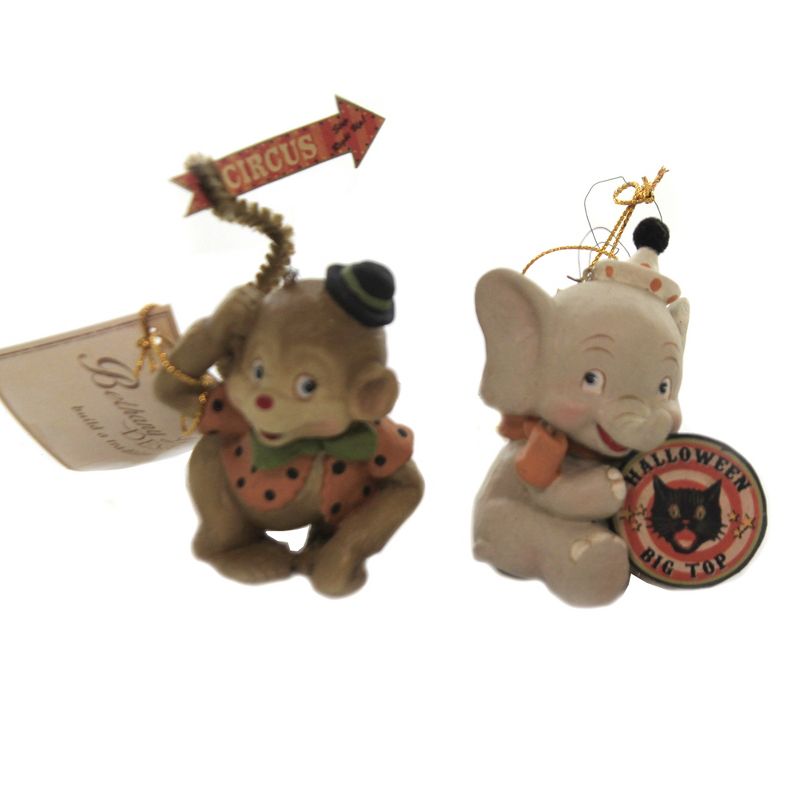 Halloween 3.0" Big Top Animals Circus Lion Elephant Monkey  -  Tree Ornaments