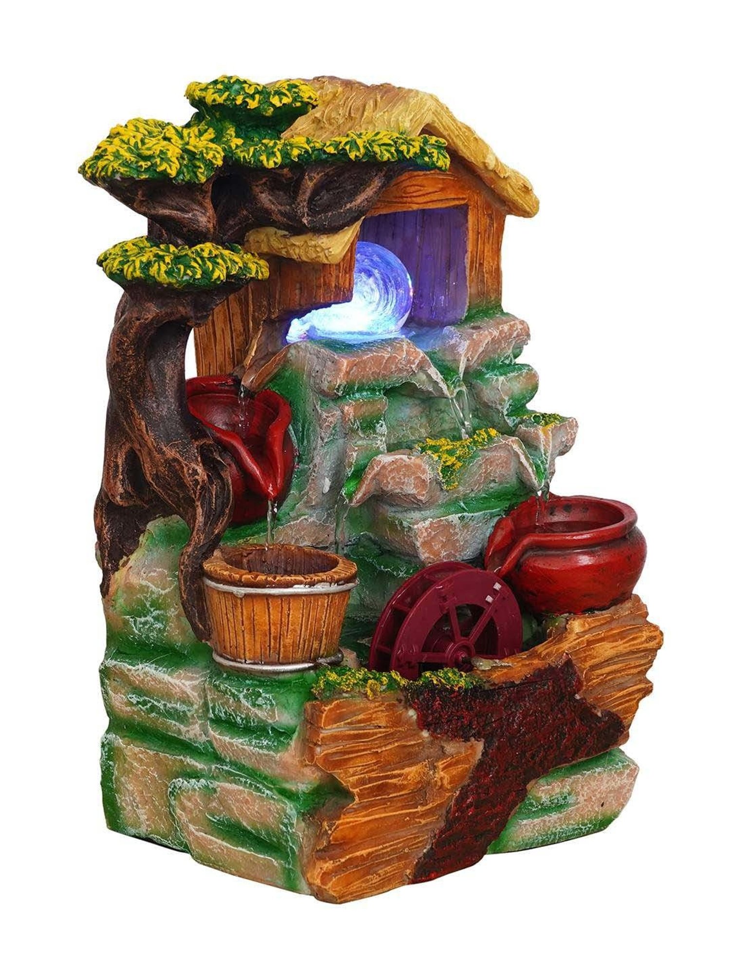 CHRONIKLE Multicolor Polyresin Table Top 3 Steps Waterfall Fountain