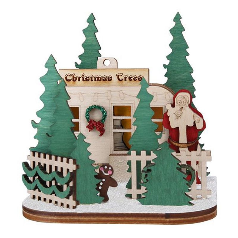 Ginger Cottages 4.0" Christmas Tree Lot Ornament Santa Trailer  -  Tree Ornaments