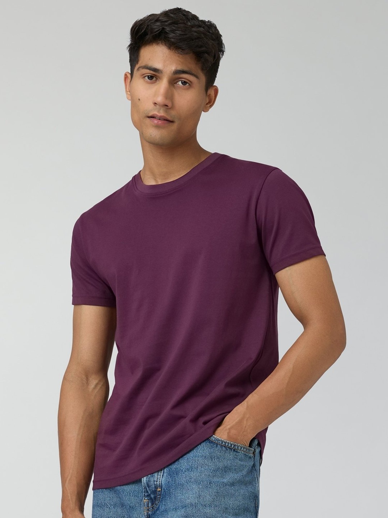 XYXX Plum Red Cotton Regular Fit Polo T-Shirt
