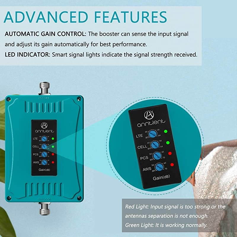 Cell Phone Signal Booster Repeater for Verizon AT&T T-Mobile Sprint All Carriers - Boosts 3G Voice and 4G LTE Data for Home and Office - Large Coverage & Omnidirectional Outdoor Antenna