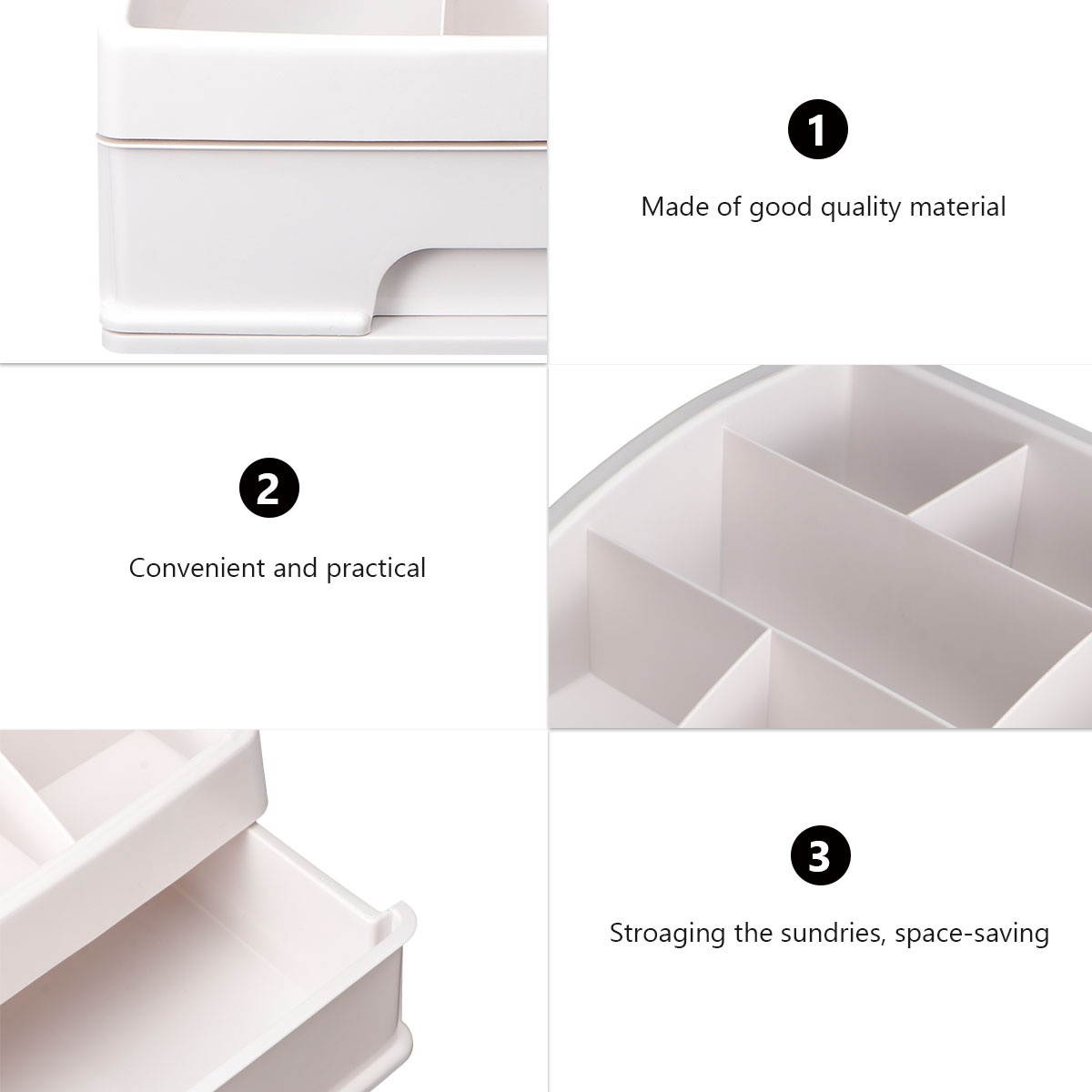 1 Pc Desktop Organizer Storage Case Make-up Organizer Box for Students (White)