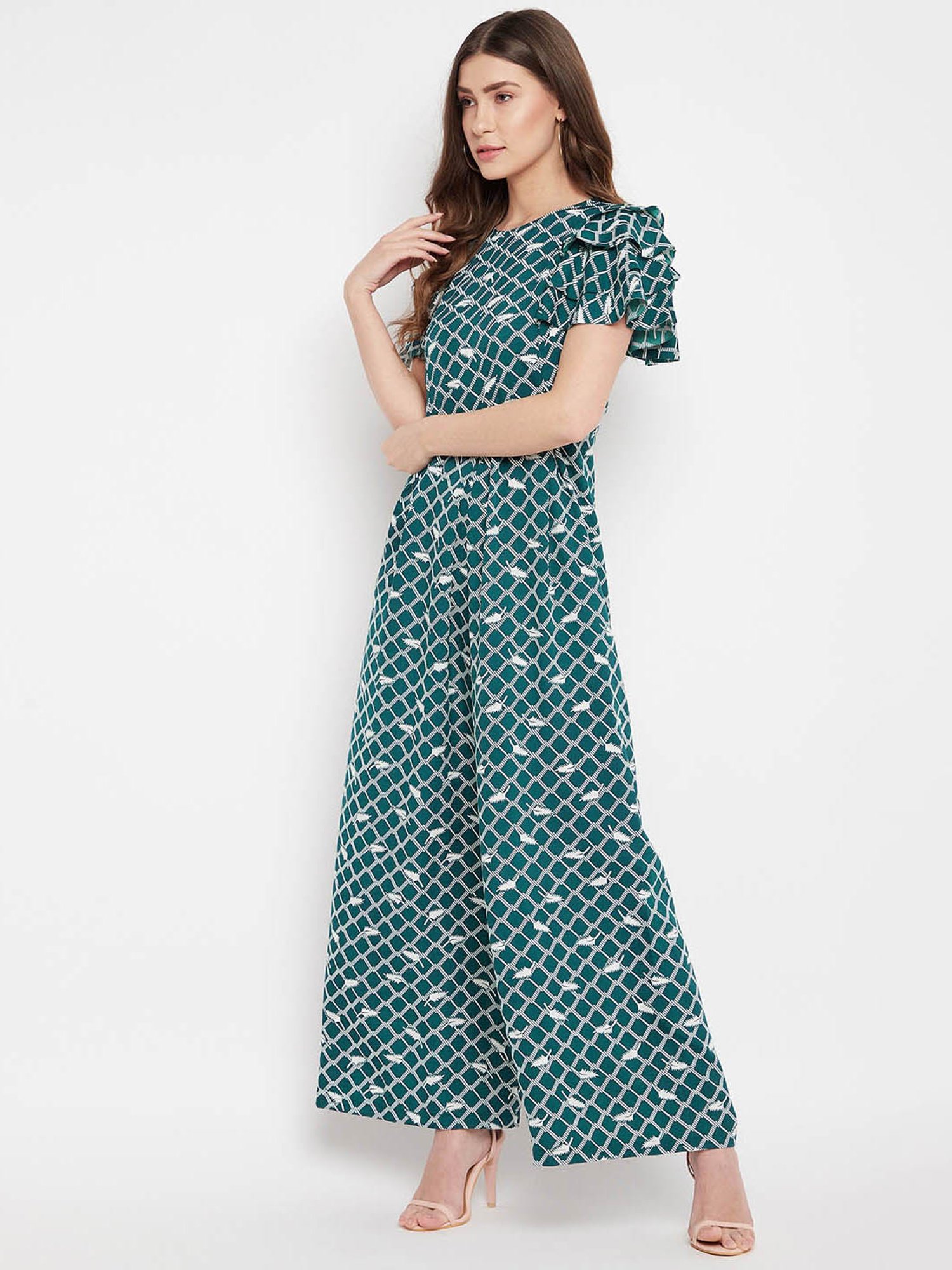 Uptownie Lite Green Printed Jumpsuit