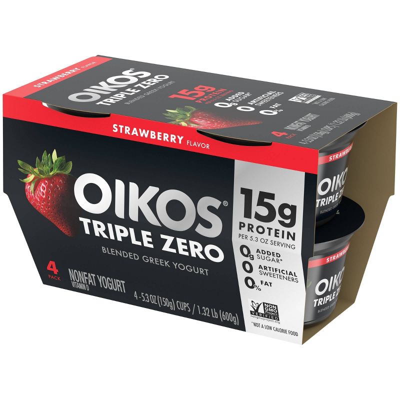 Dannon Oikos Triple Zero Greek Strawberry Yogurt - 21.2oz/4ct