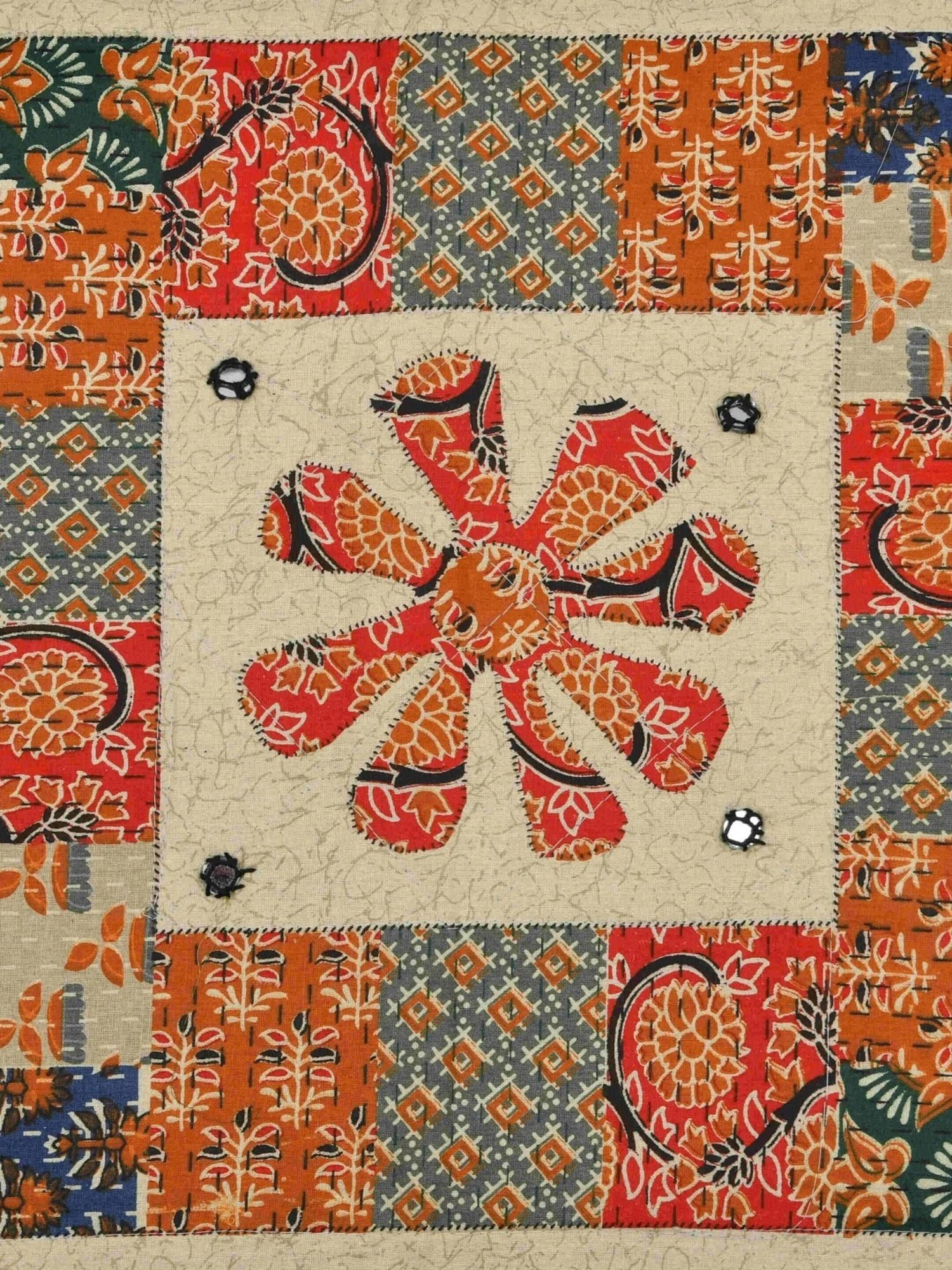 Living Roots Printed Grey 300 TC Cotton Single Diwan - Set of 8