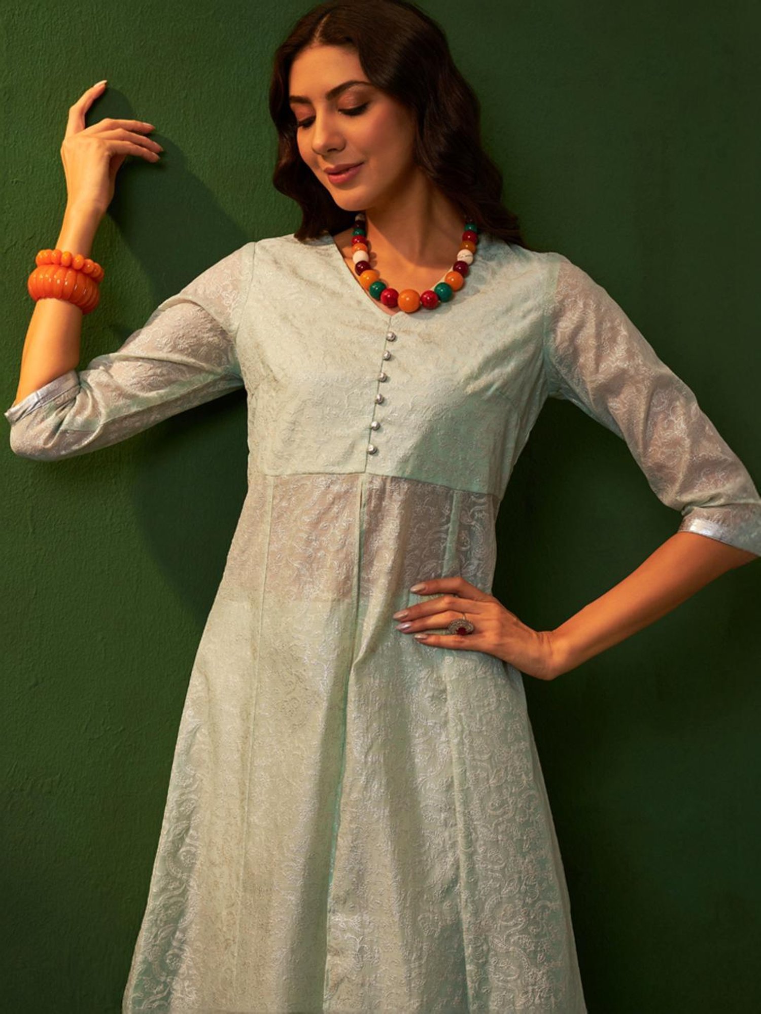 Ziyaa Blue Printed Kurta Palazzo Set