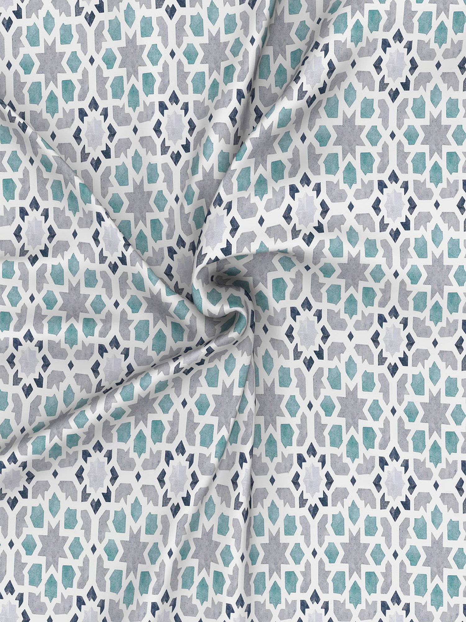 In-House by Maspar Blue 200 TC Cotton Printed Bed Sheet with 2 Pillow Cover