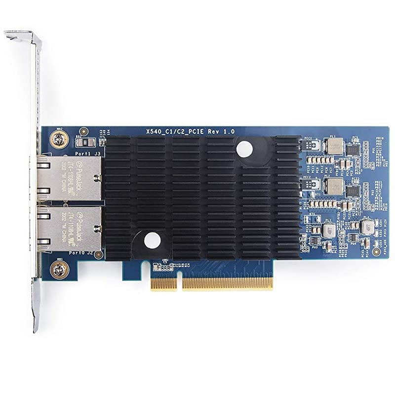 PCI-E NIC Network Card, Dual Copper RJ45 Port, PCI Express Ethernet LAN Adapter Support Windows Server/Windows/Linux/ESX, Compare to Intel X540-T2