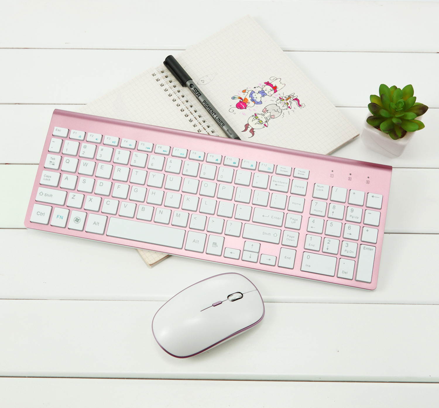 Ultra-Thin 2.4G Wireless Keyboard and Mouse Set 102keys Full Size Keyboard and Ergonomic Mouse Combo for Windows, Computer, Desktop, PC, Notebook