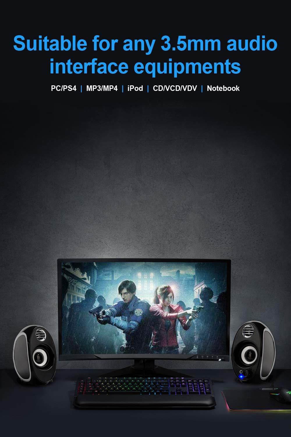 Computer Speakers, BONKS 10W PC Powered Speakers USB Speaker Monitor Speakers for Desktop Computer/PC/TV/Laptop Gaming Speaker