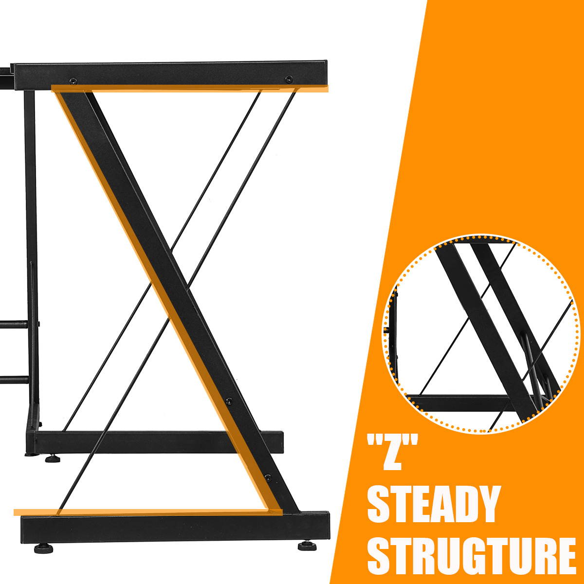 Gaming Desk, L-Shaped Professional E-Sport Gamer Workstation with Keyboard Drawer & High Class Wood Surface, Ergonomic PC Gaming Table for Home Office,Grey Black,GT146