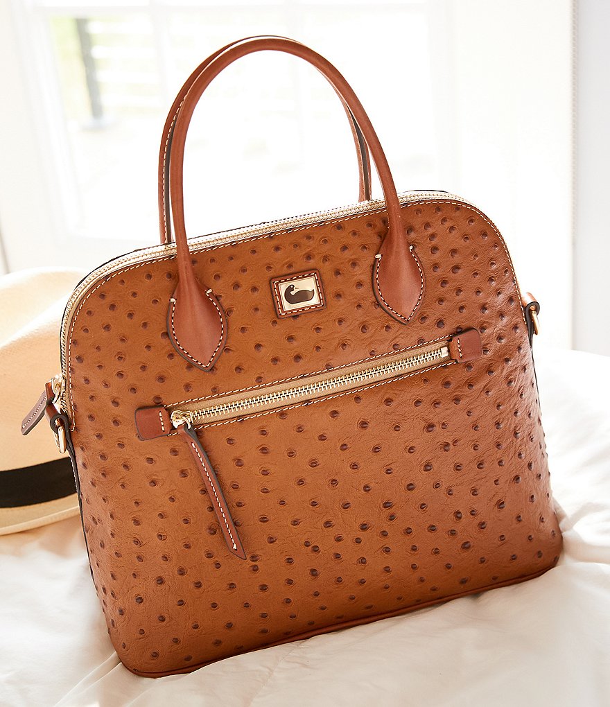 Dooney & Bourke Ostrich Collection Large Domed Satchel Bag