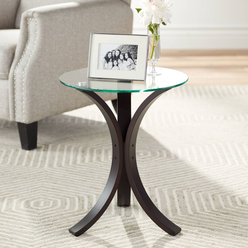 Studio 55D Niles 17 3/4" Wide Bent Wood and Glass Modern Accent Table