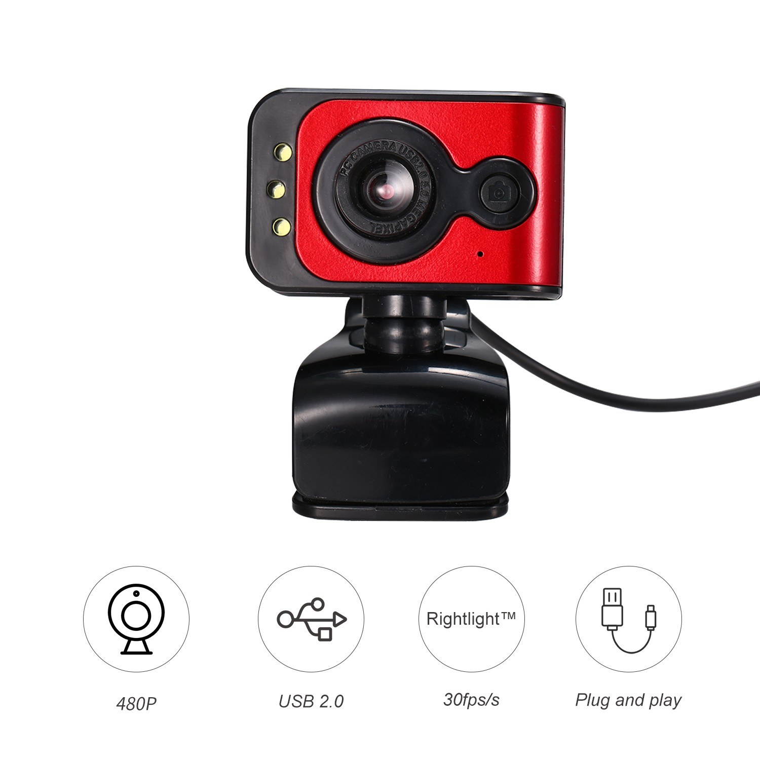 640P Webcam Live Streaming Webcam 360 Degree Rotatable USB Web Camera for PC Laptop Clip-On Webcam for Video Conference Meeting Gaming Desktop Office
