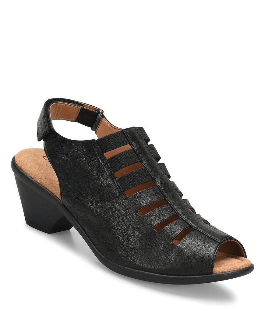 Comfortiva Faye Leather Block Heel Sandals