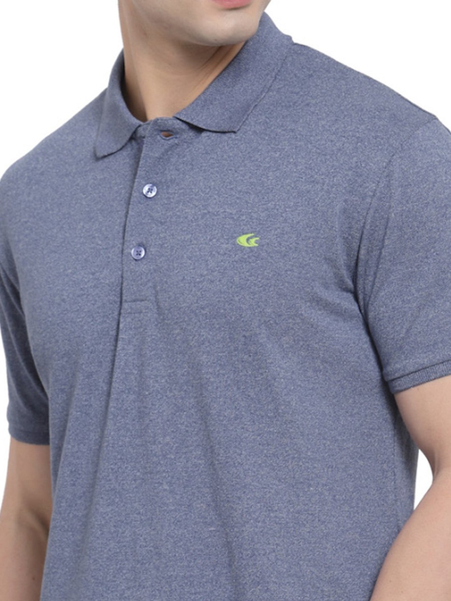 Allen Cooper Blue Cotton Regular Fit Polo T-Shirts
