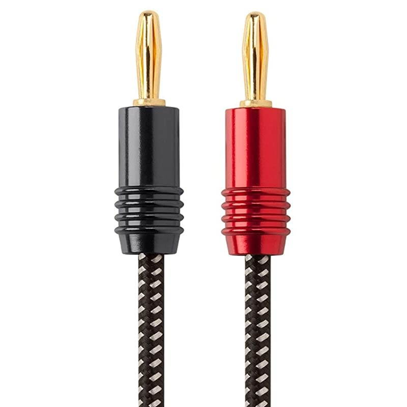 Premium Braided Speaker Wire 14AWG With Gold Plated Banana Plug Connectors Affinity Series 1 Pack 3 Foot