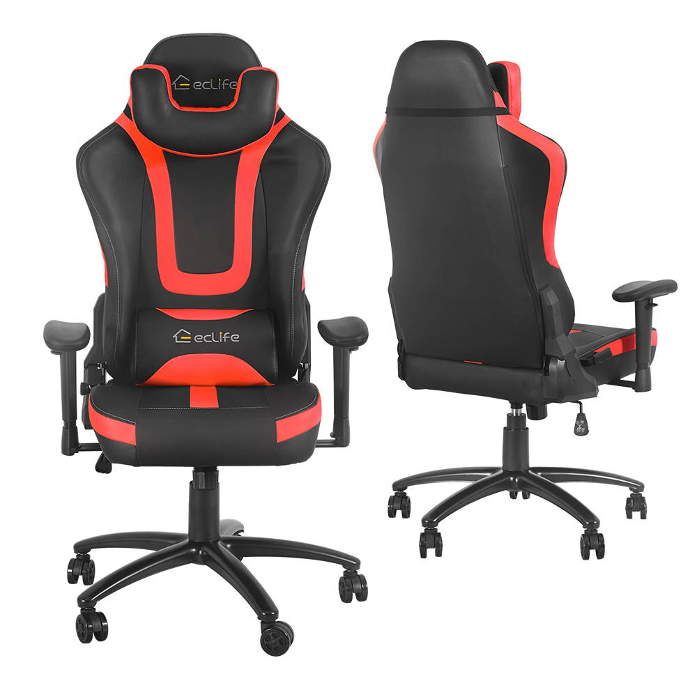 Ergonomic Gaming Chair Racing Style Chair Home Office Chair Massage Chair With Height Adjustment Recliner Swivel Rocker ,Adjustable Headrest,Retractable Footrest And Massage Lumbar Pad