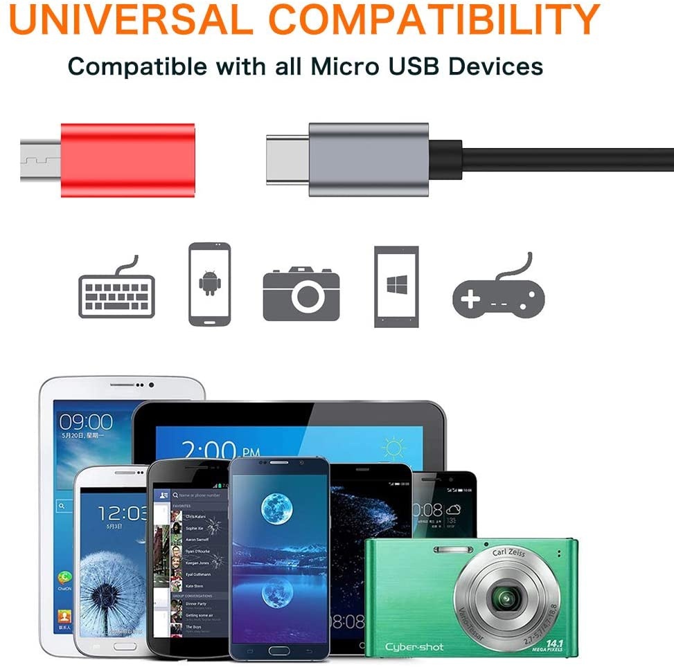 USB C to Micro USB Adapter (4-Pack) Type C Female to Micro USB Male Convert Connector Support Charge & Data Sync Compatible with Samsung Galaxy S7/S7 Edge Nexus 5/6 and Micro USB Devices (Red)