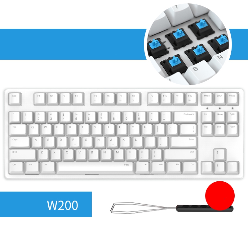 iKBC Typeman W200  2.4Ghz Wireless 87 keys PBT Keycaps Mechanical Gaming Keybaord-Cherry MX Blue( Black)