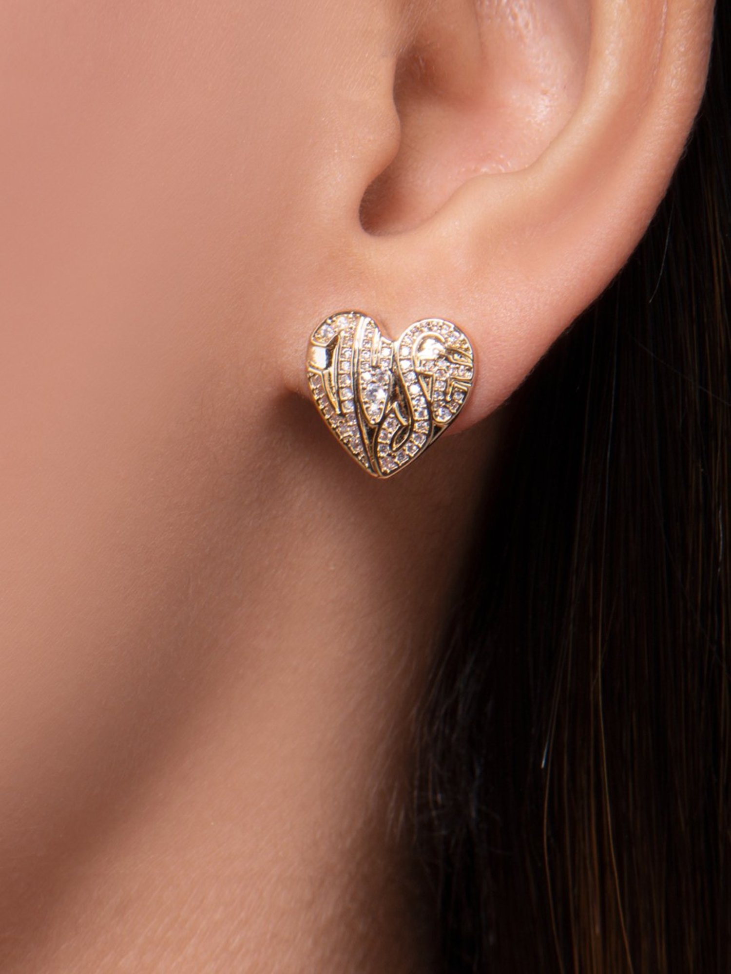 Just Cavalli Golden Logo Amore Stud Earrings