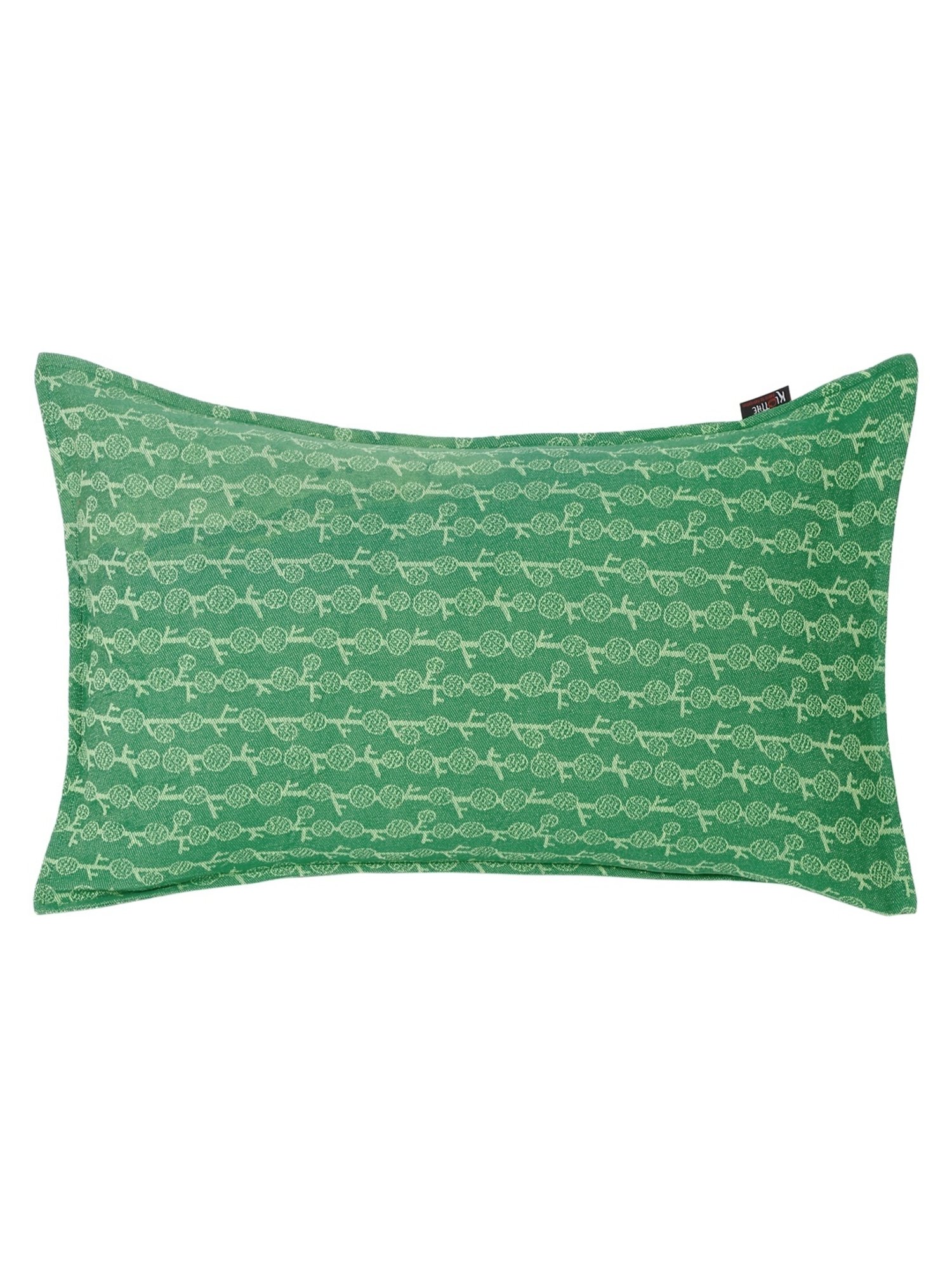 Stoa Paris White & Aqua Cotton 200 TC Pillow Cover - Set of 1