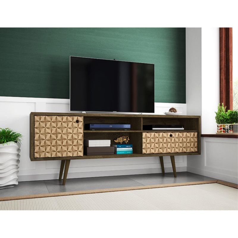 manhattan comfort 202amc97 liberty large midcentury modern tv stand, brown/3d print