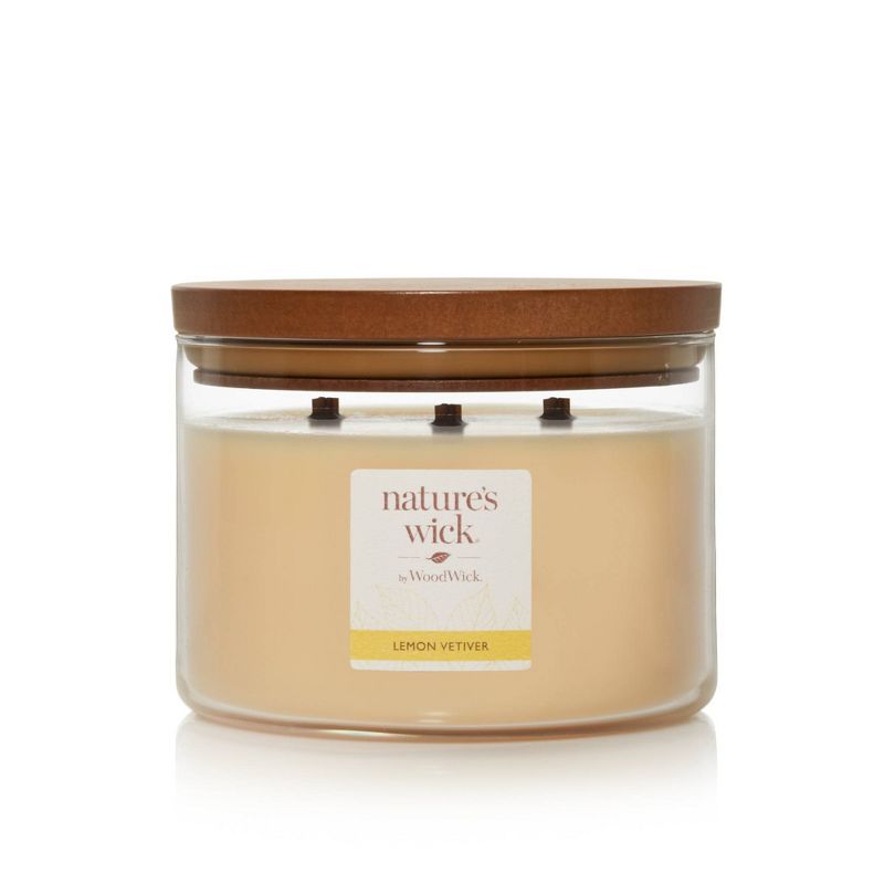 Lidded Glass Jar Crackling Wooden Wick Lemon Vetiver Candle - Nature's Wick