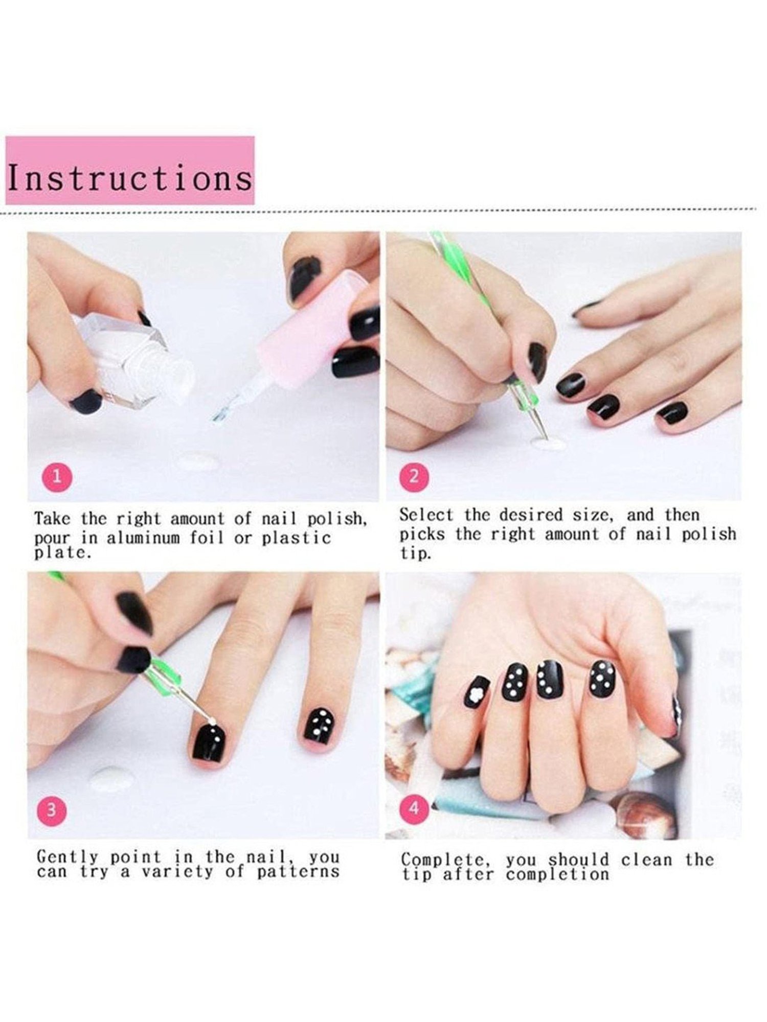 Bronson Professional Nail Art Kit Brush Set with Dotting Pen Dual Side Tool - 5 Pieces