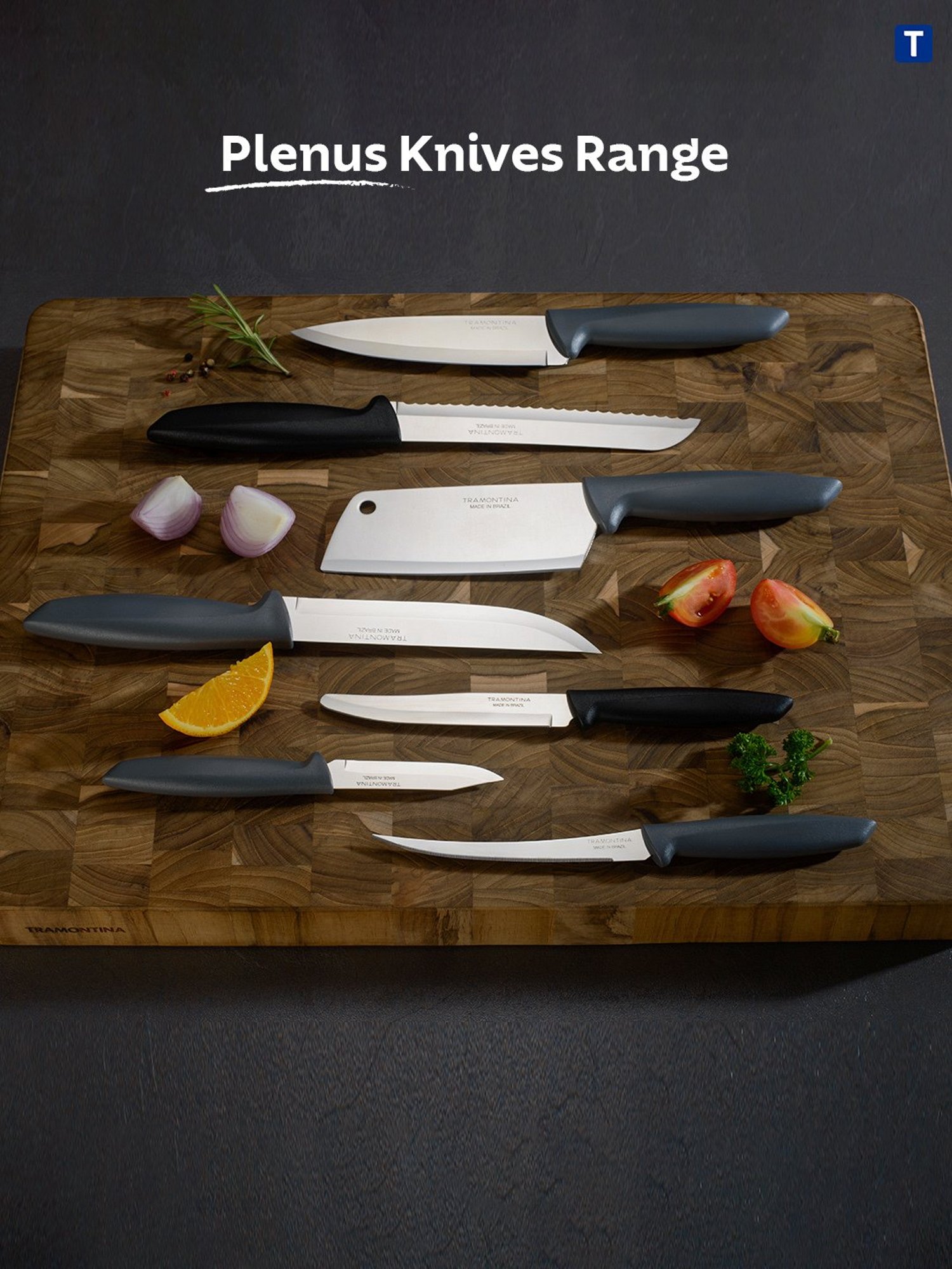 Tramontina Plenus Stainless Steel Cleaver Knife 12cm/4.7 Grey Plain Edge Kitchen Knife