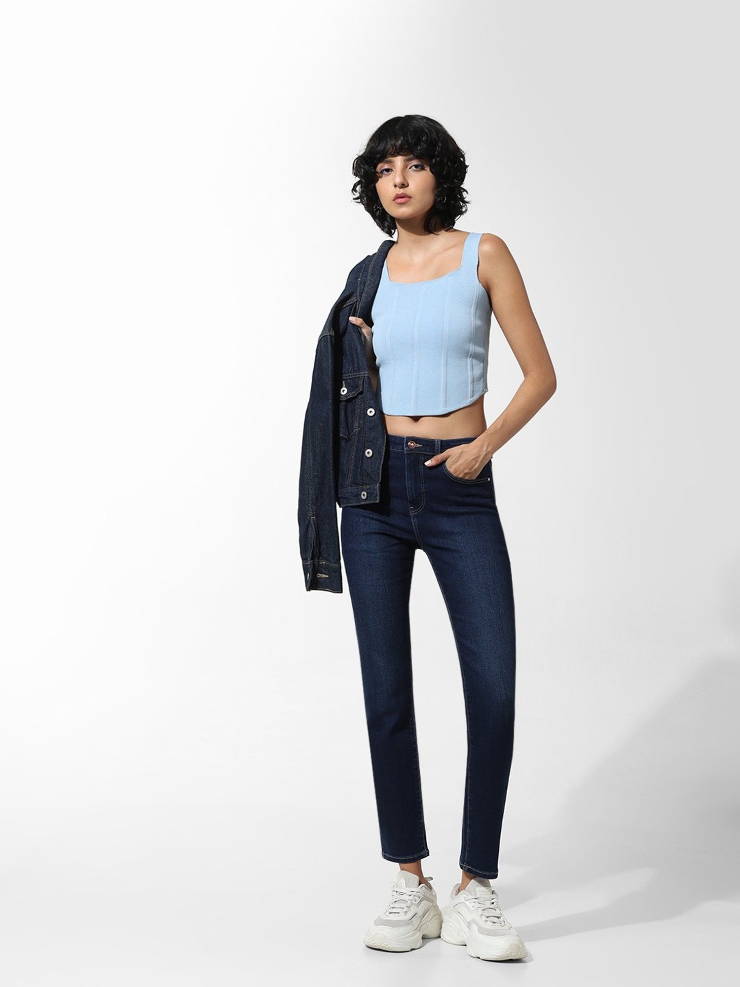 Only Blue Blended Slim Fit Mid Rise Jeans