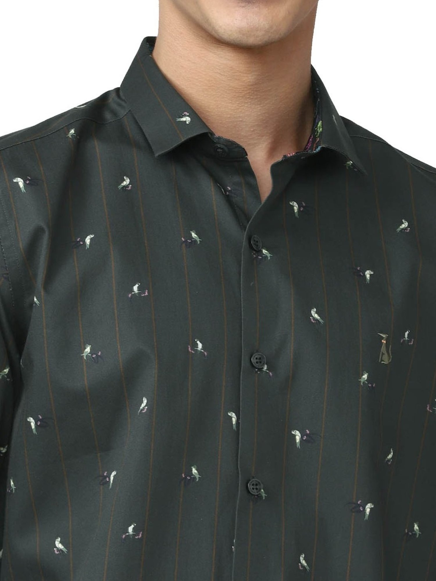 Simon Carter London Grey Printed Slim Fit Shirt