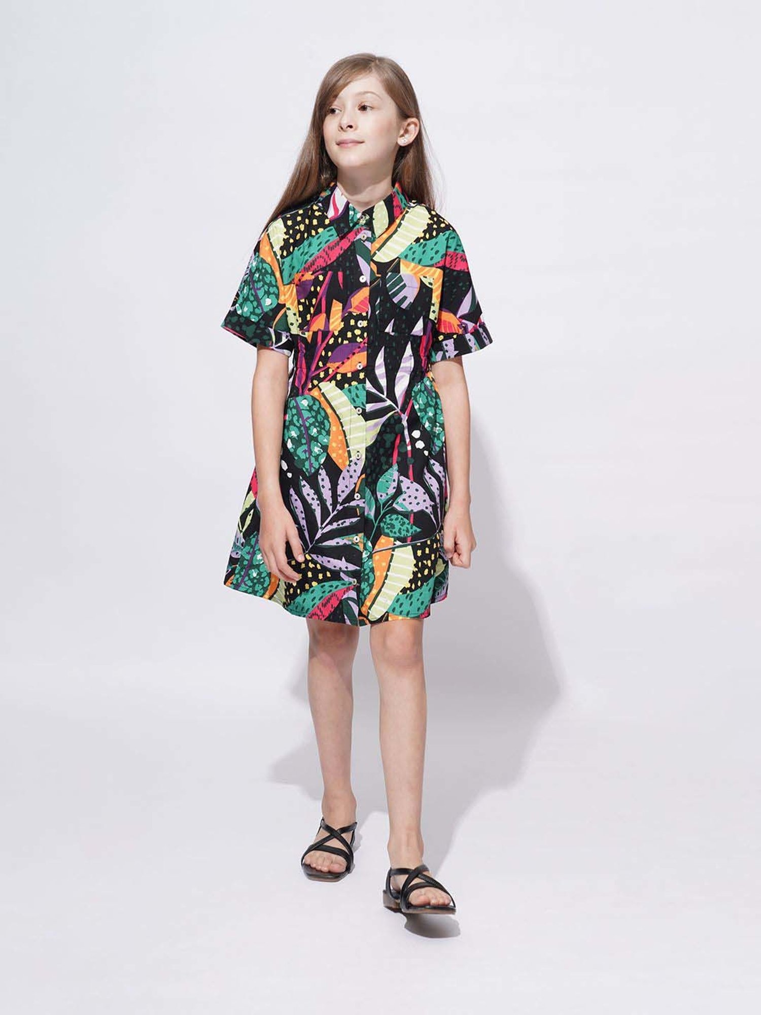Vero Moda Girls Multicolor Cotton Printed Dress