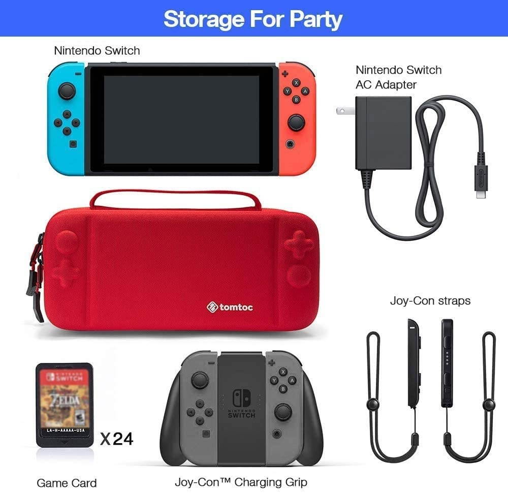 Hard Storage Case Compatible with Nintendo Switch, tomtoc Original Protective Hardshell Travel Handle Case Carrying Bag Cover fit Nintendo Switch Console and Accessories, 24 Game Card Slots