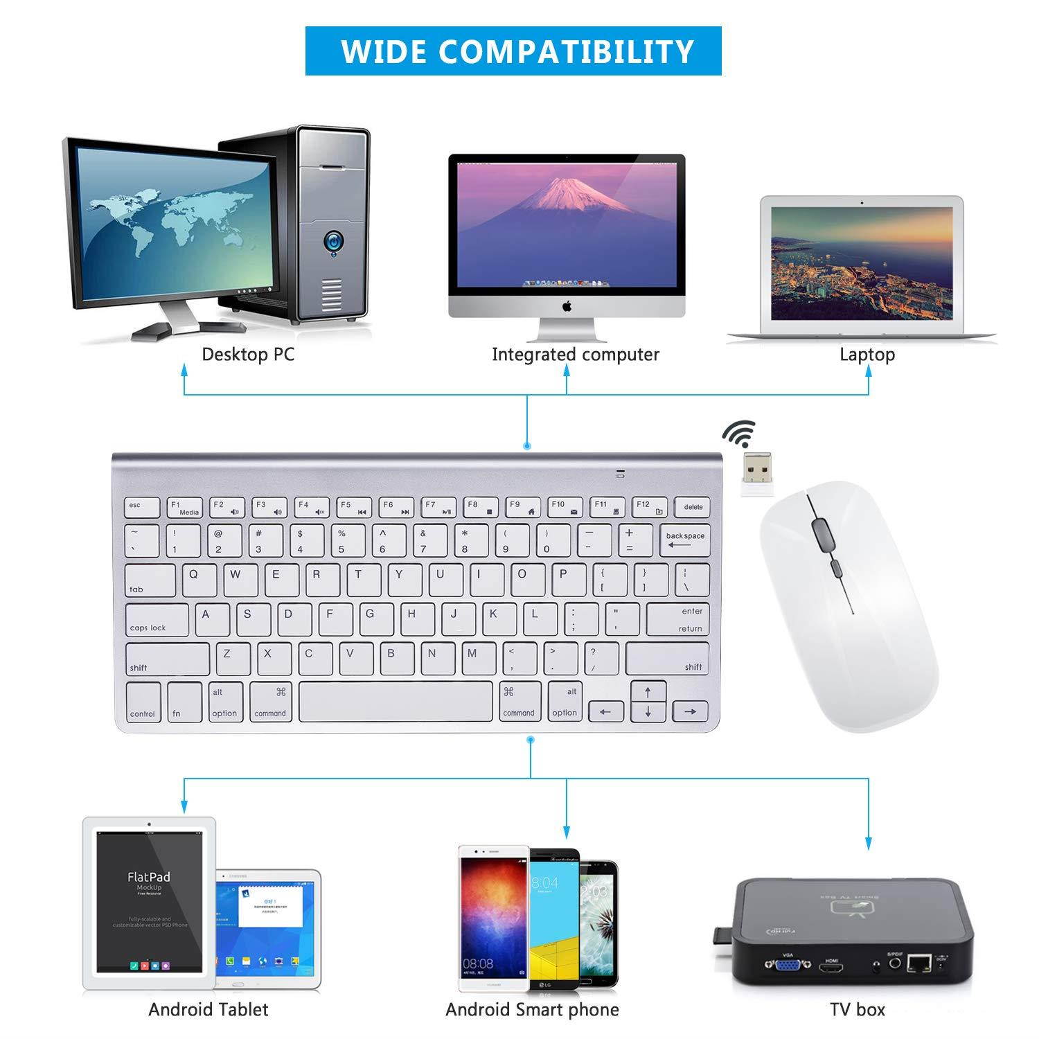 Wireless Keyboard and Mouse Compatible with iMac MacBook Windows Computer and Android Tablets