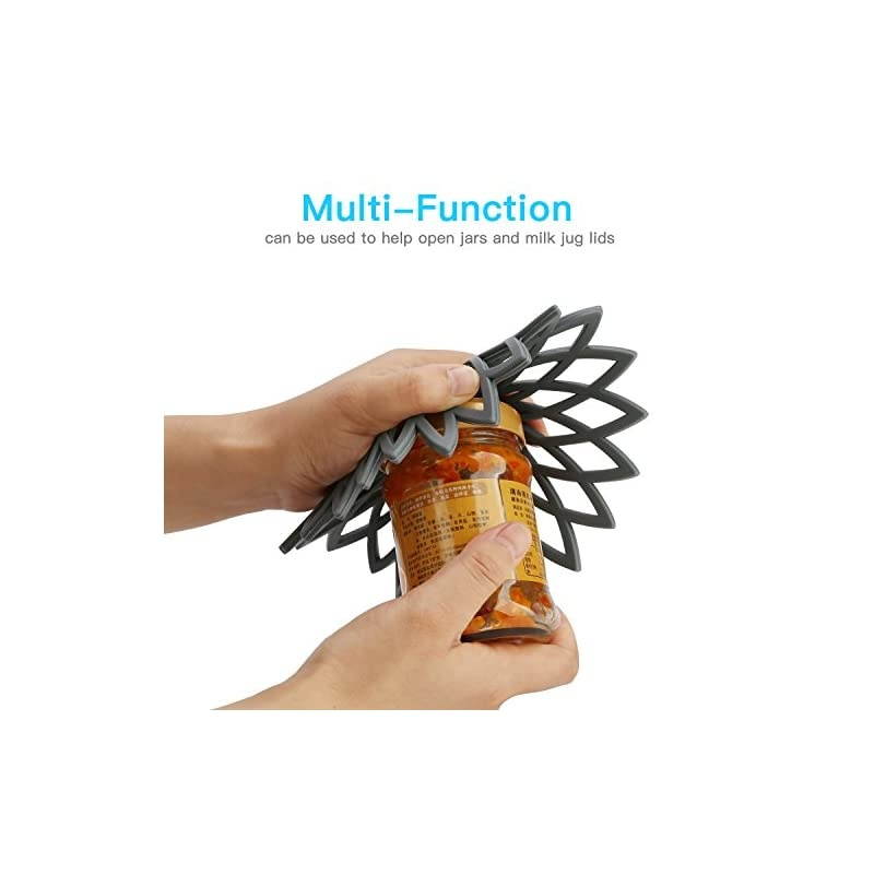 Silicone Trivet Mat,  Set of 3 Multi-Use Intricately Carved Hot Pot Trivets for Hot Dishes, Kitchen Mats, Table Mats, Insulated Flexible Non-Slip & Heat Resistant Hod Pads and Coasters (Blue)