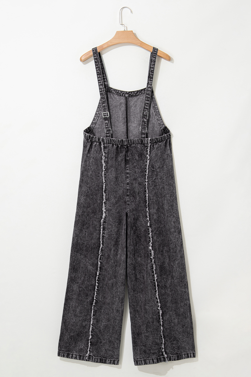 Gray Textured Wide Leg Overall with Pockets