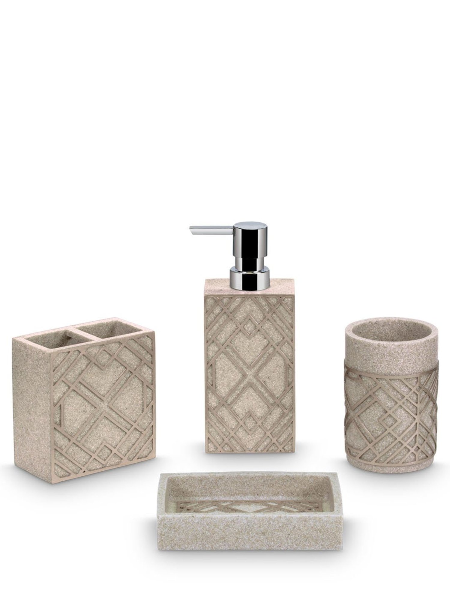Freelance Brown Polyresin Set of 4 Bathroom Accessories