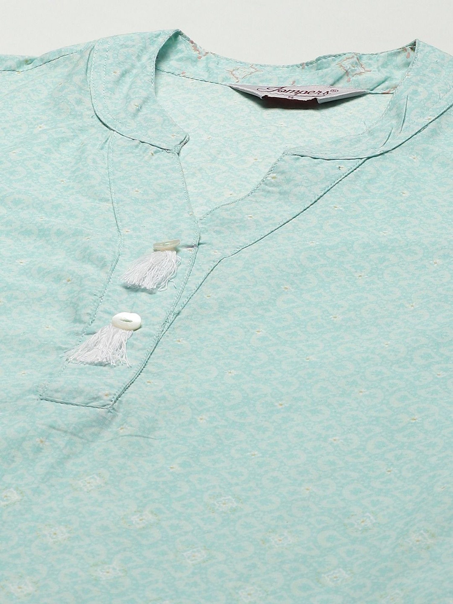 Jompers Blue Cotton Printed Straight Kurta