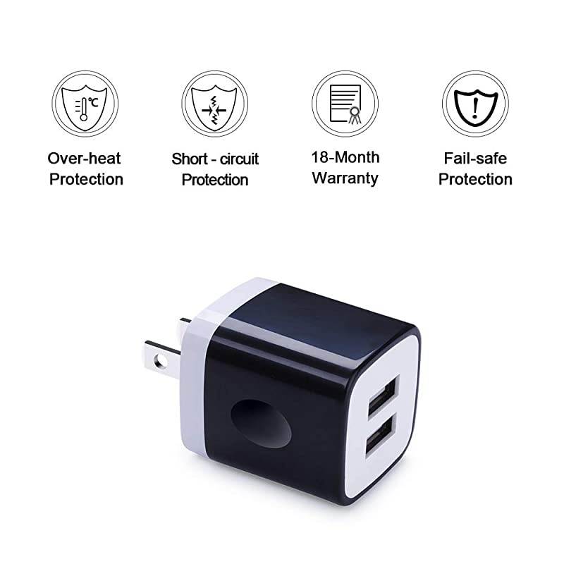 Charger Adapter21A  5Pack Home Travel Dual Port Plug Wall Charging Block Compatible with iPhone X87 Plus6 Plus6s PlusTabletSamsung Galaxy S8S7 EdgeHTCLGSonyNokiaMotorola and More