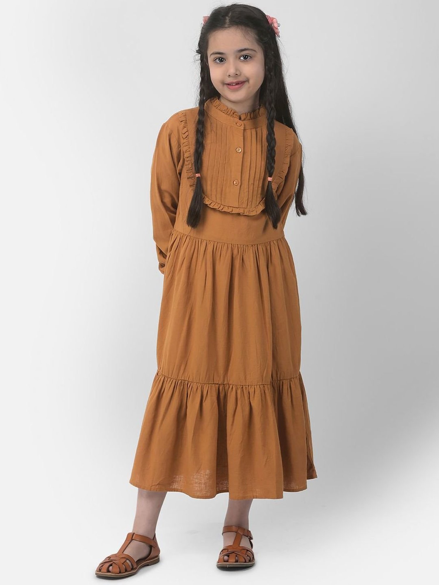 Crimsoune Club Kids Yellow Regular Fit Full Sleeves Dress