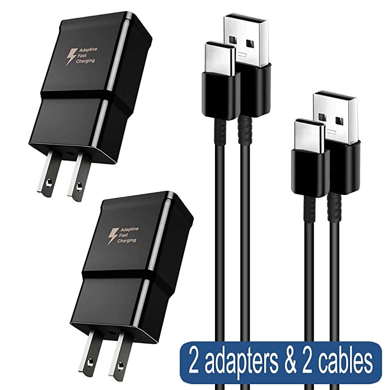 Fast Charger kit Compatible Samsung Galaxy S10 S10+ S10e S9 S8 PlusEdgeActiveNote 8 Note 9 Wall Plug Power Adapter with USB Type C Cable Cord 2 Pack