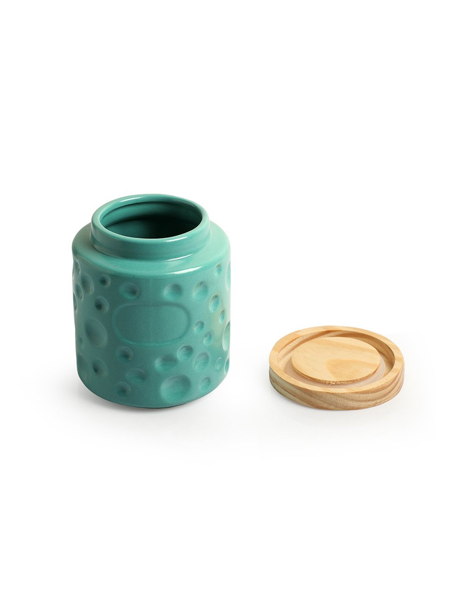 ExclusiveLane Vibrant Green Ceramic Jars & Containers - Set of 2, 720 ML